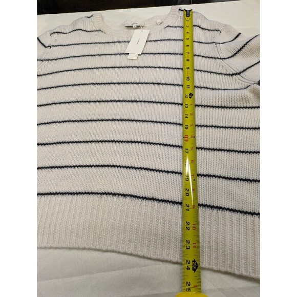 Vince 100% Cashmere Striped Crewneck Women's Knit Sweater White XXL NWT $395 - Picture 12 of 13